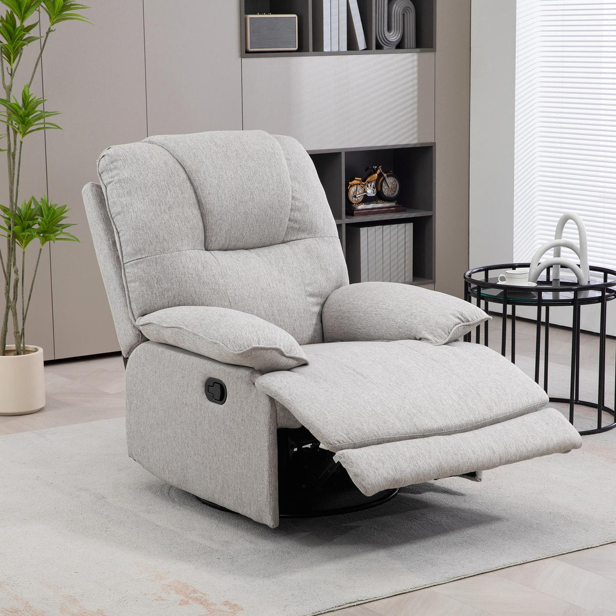 Relaxation chair TV chair with reclining function, footrest, TV chair with pocket spring core, linen look, recliner for living room, gray