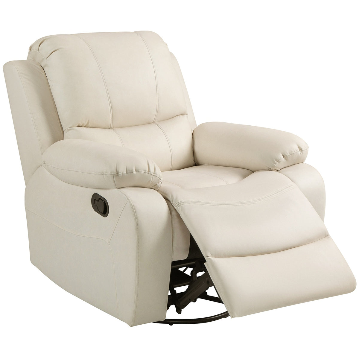 Relaxation chair TV chair with reclining function, footrest, pocket spring core system, swivel TV chair for living room, bedroom, cream