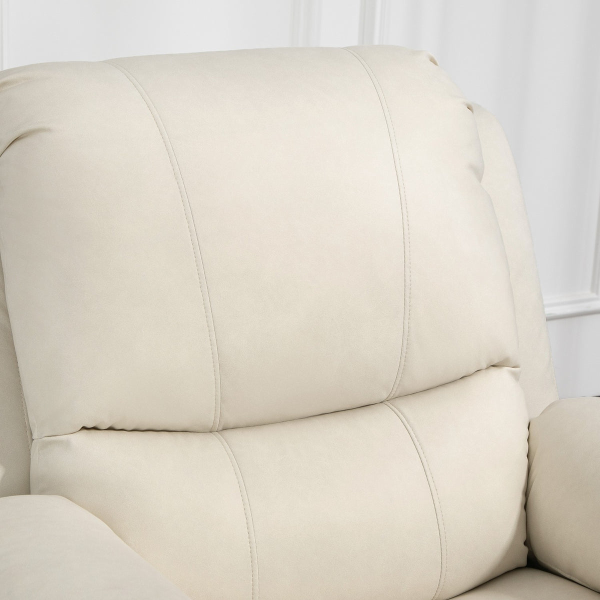 Relaxation chair TV chair with reclining function, footrest, pocket spring core system, swivel TV chair for living room, bedroom, cream