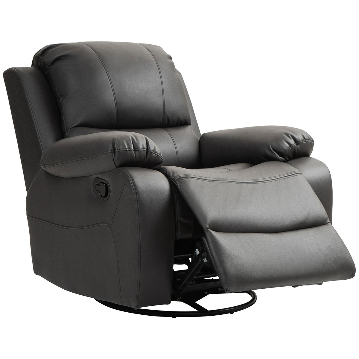 Relaxation chair, TV chair with reclining function, footrest, swivel TV chair with pocket spring core system, black