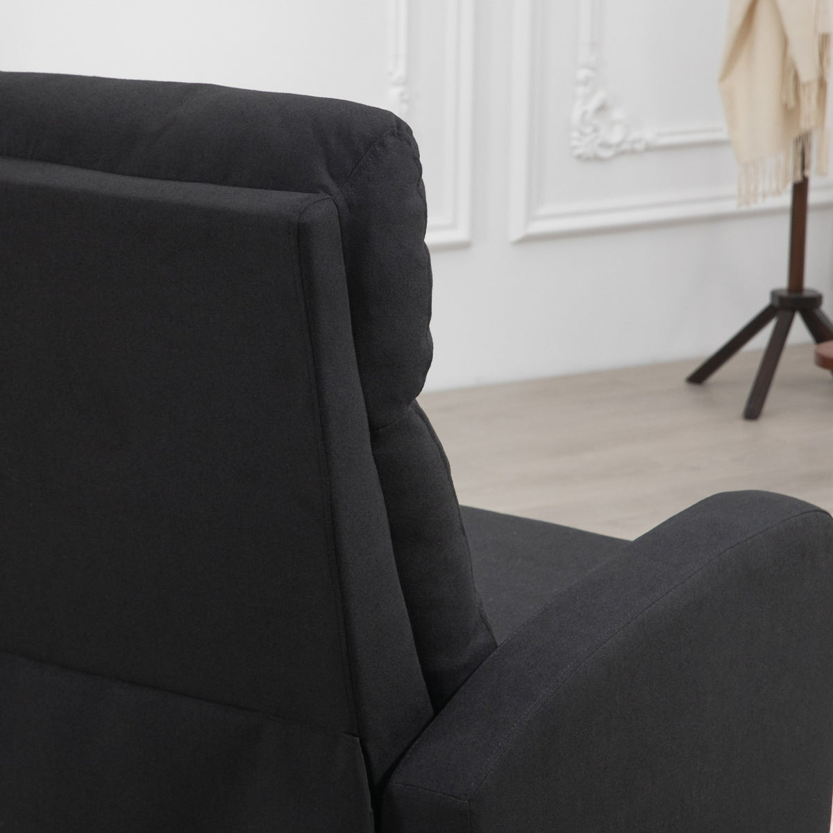 Relaxation chair TV chair with reclining function, linen look, upholstered TV chair with footrest, for living room, bedroom, black