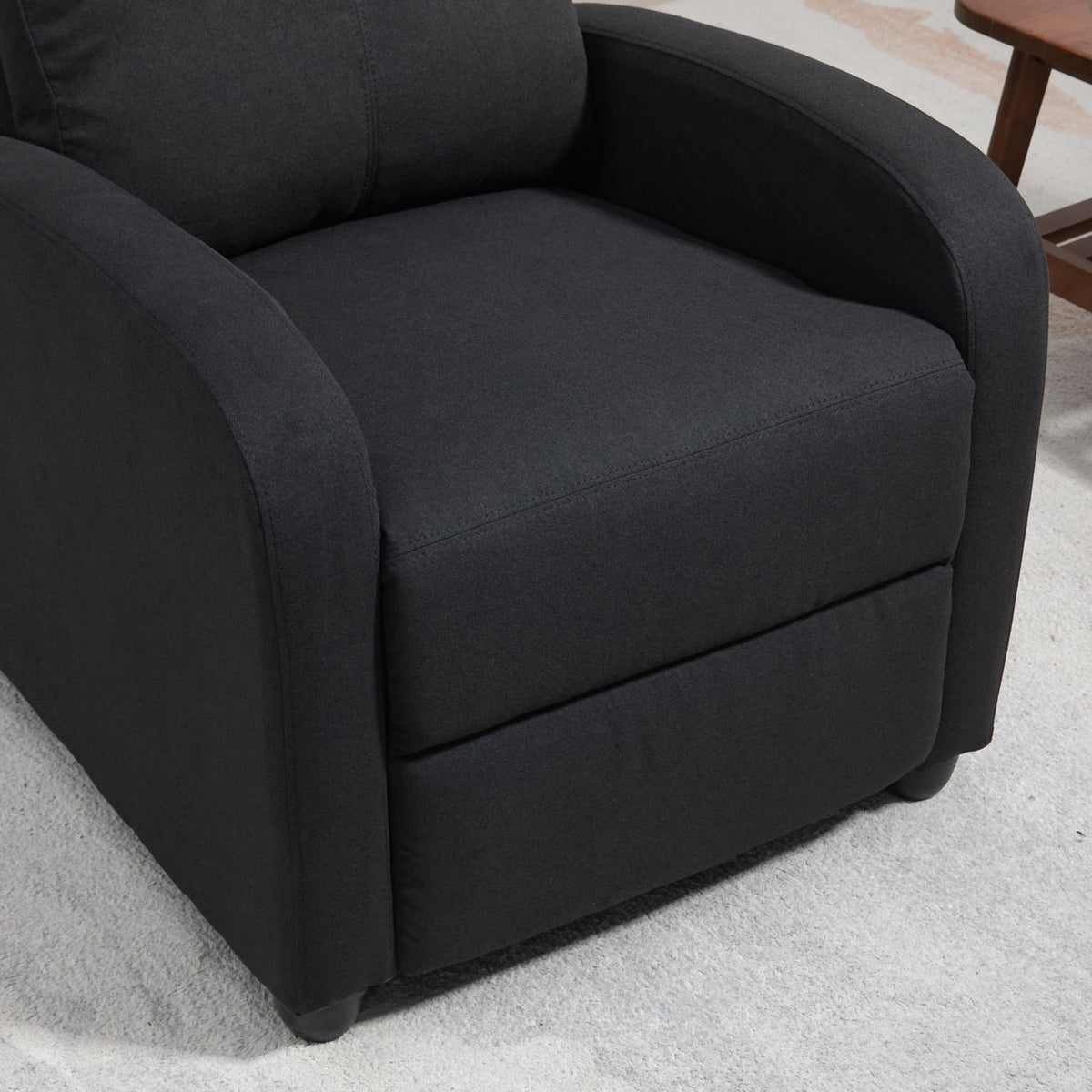 Relaxation chair TV chair with reclining function, linen look, upholstered TV chair with footrest, for living room, bedroom, black