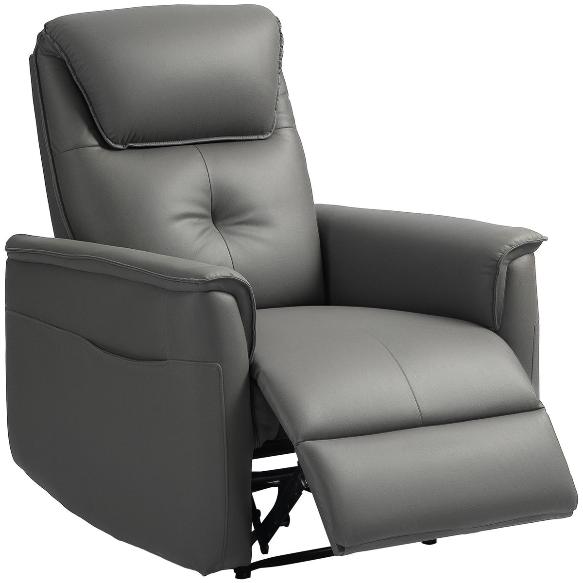 Relaxation chair, TV chair with reclining function, pocket spring core, upholstered TV chair with footrest, side pocket, for living room, bedroom, light gray