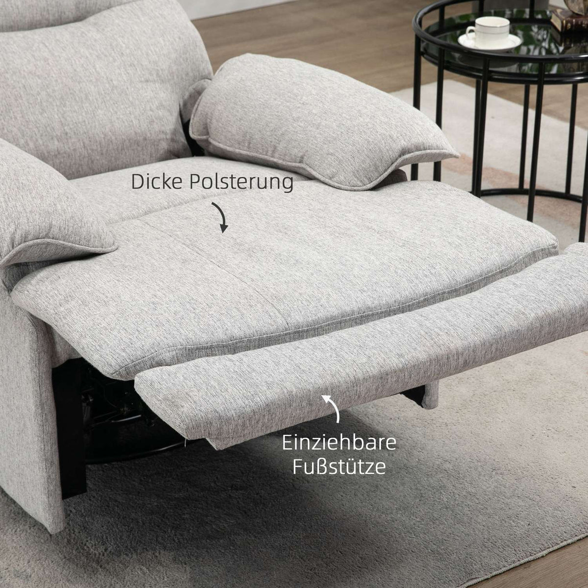 Relaxation chair, TV chair with reclining function, rotating TV chair with spring core system, footrest, for living room, bedroom