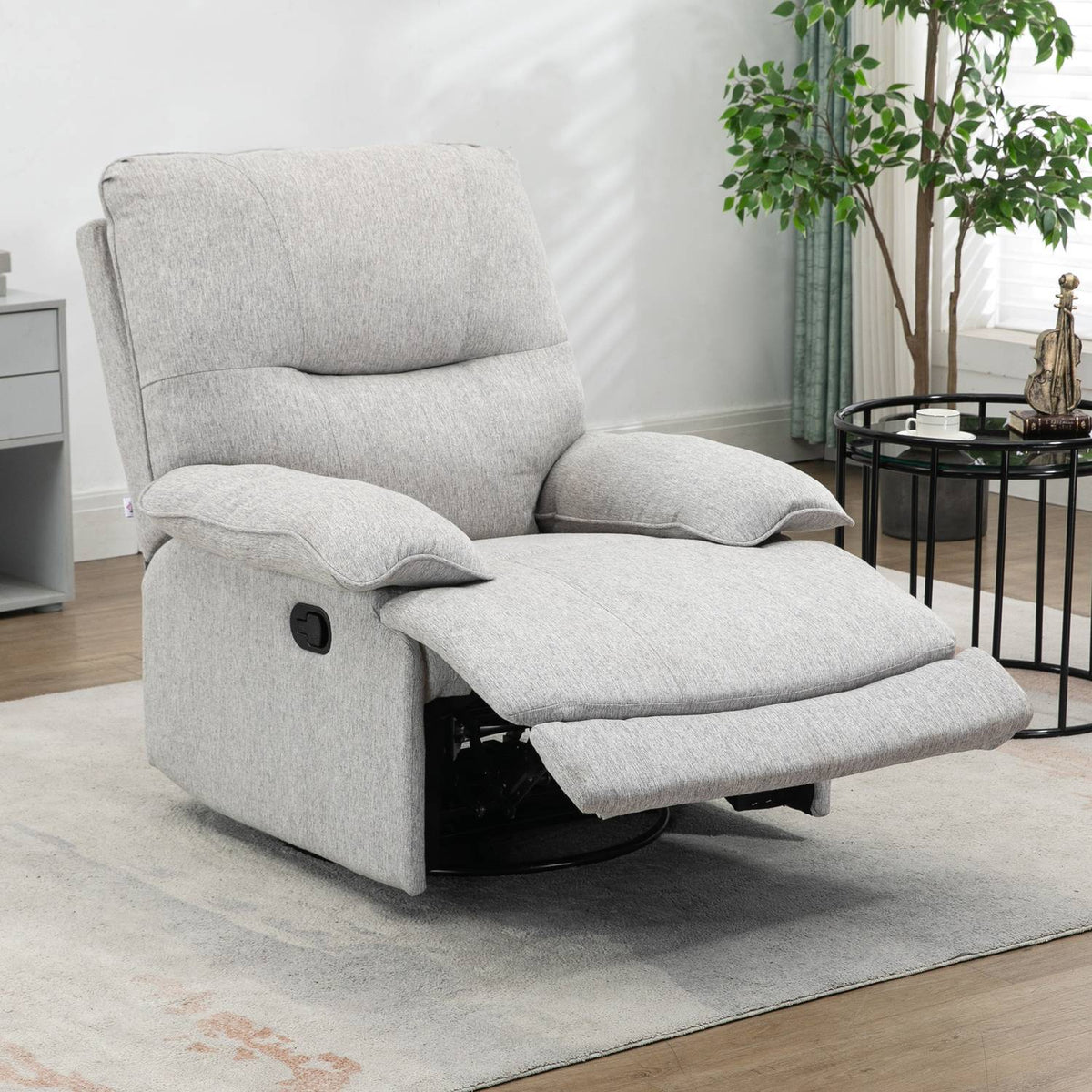 Relaxation chair, TV chair with reclining function, rotating TV chair with spring core system, footrest, for living room, bedroom