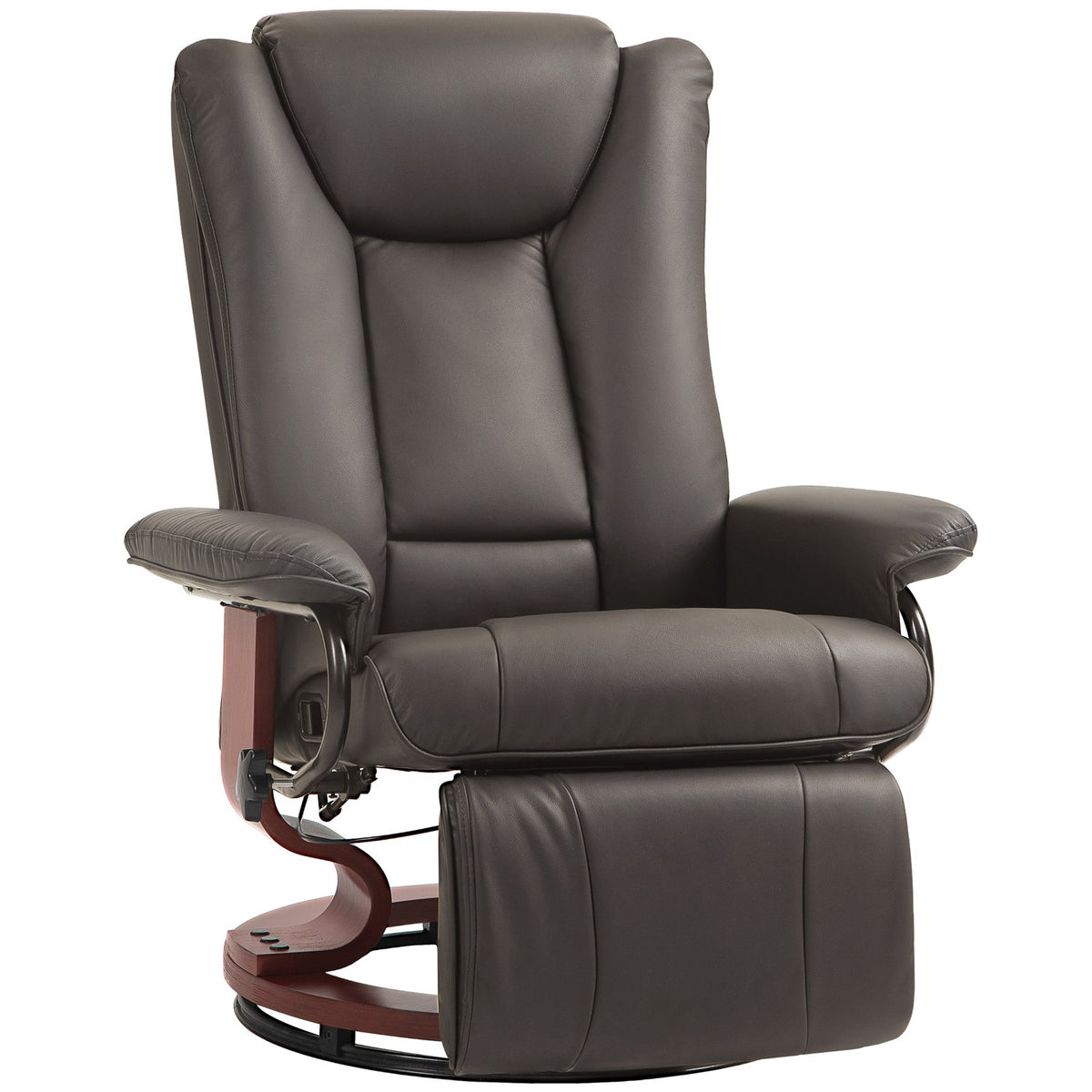 Relaxation chair, TV chair with reclining function, rotating recliner, TV chair with adjustable backrest, reclining chair, load-bearing up to 150 kg, faux leather, brown