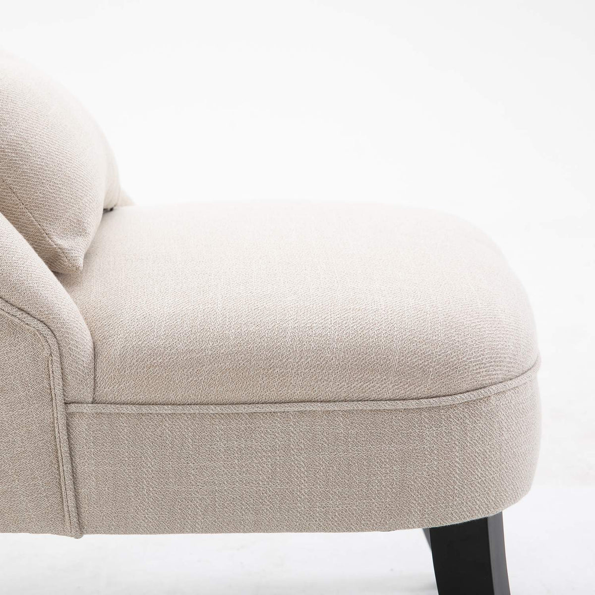 Relaxation chair, armchair with back cushion, lounge chair with linen look, wooden legs, for living room, bedroom, 52.5 x 69 x 77 cm, cream white