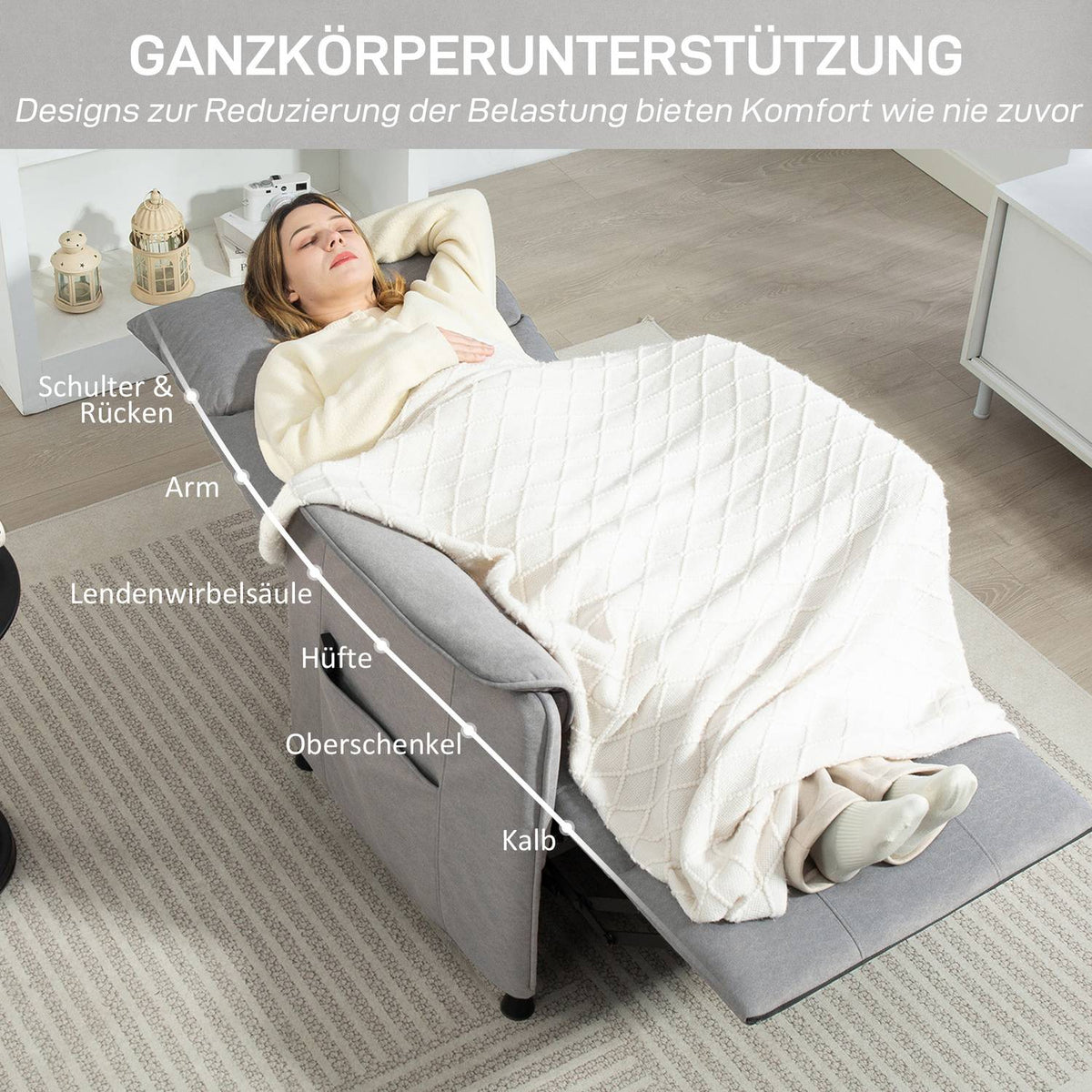 Relaxation chair electric TV chair with memory function, quieter noise, reclining function, adjustable reclining chair with pet-friendly imitation velvet, remote control gray |