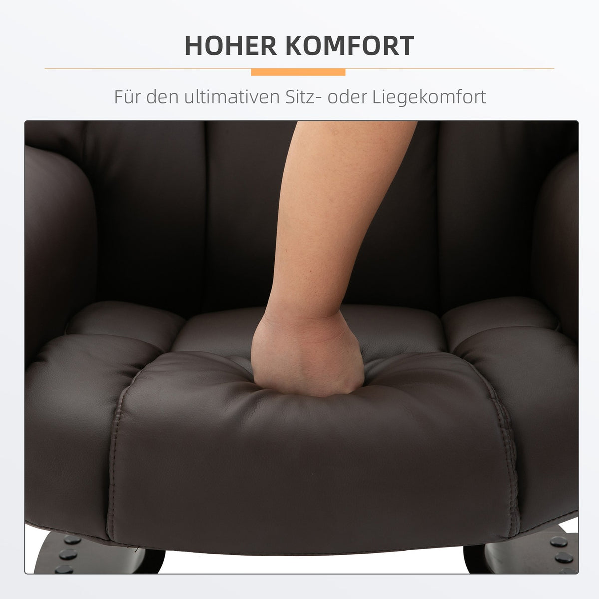 Relaxation chair, massage chair, armchair with footstool, reclining function, faux leather, brown, 79 x 82 x 101 cm