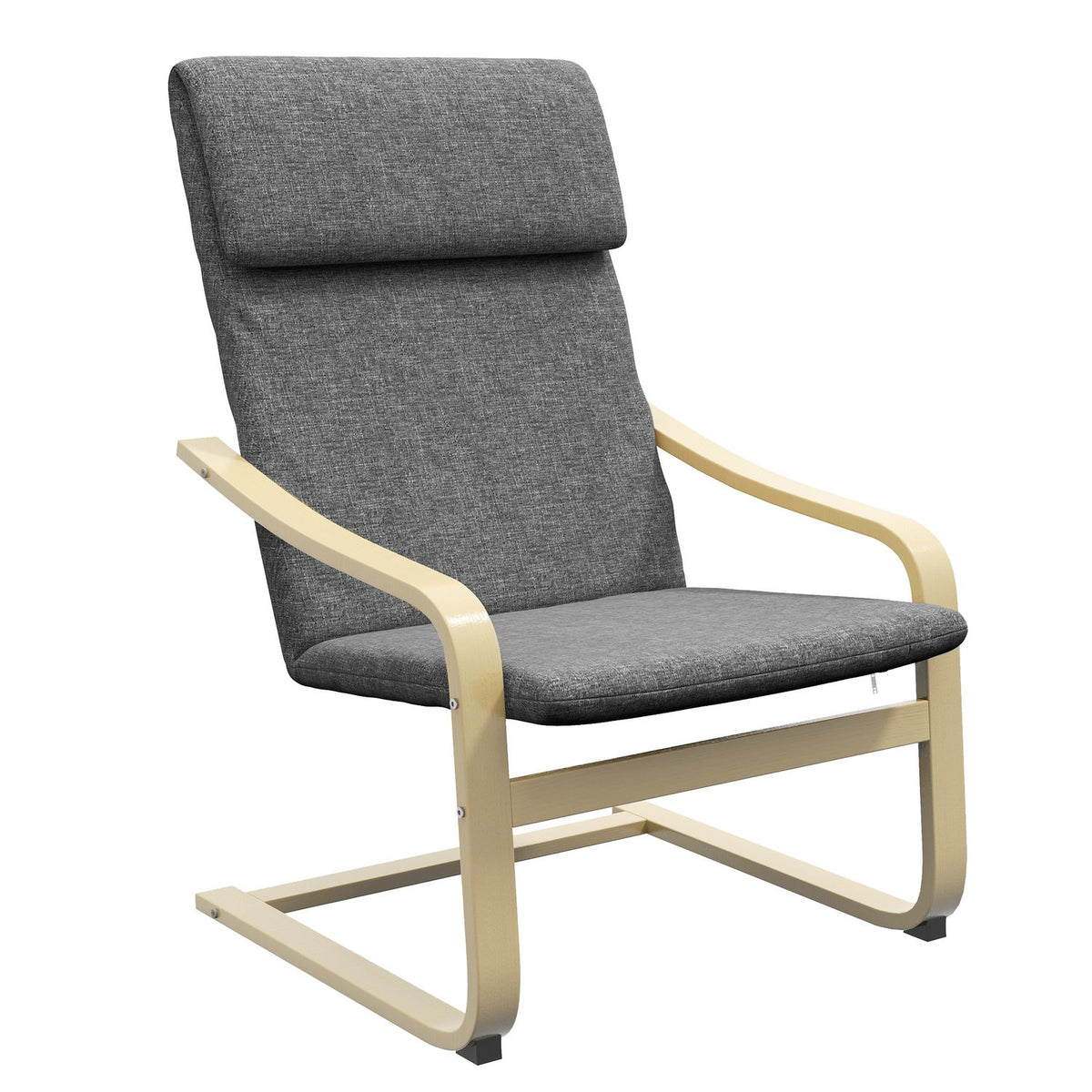 Relaxation chair, relaxation chair, recliner with pillows, swing chair, dining chair with linen look for living room, birch wood, dark gray 66.5 x 80 x 99cm