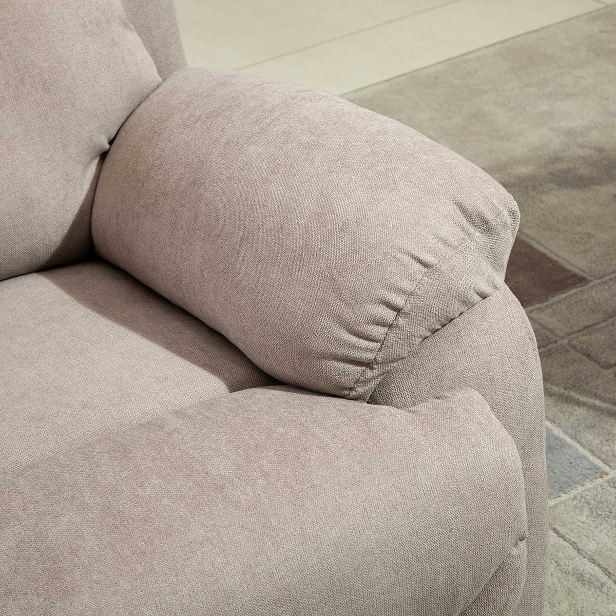Relaxation chair single sofa lounger with 150° inclination, TV chair in linen look, beige, 97x96x105.5cm