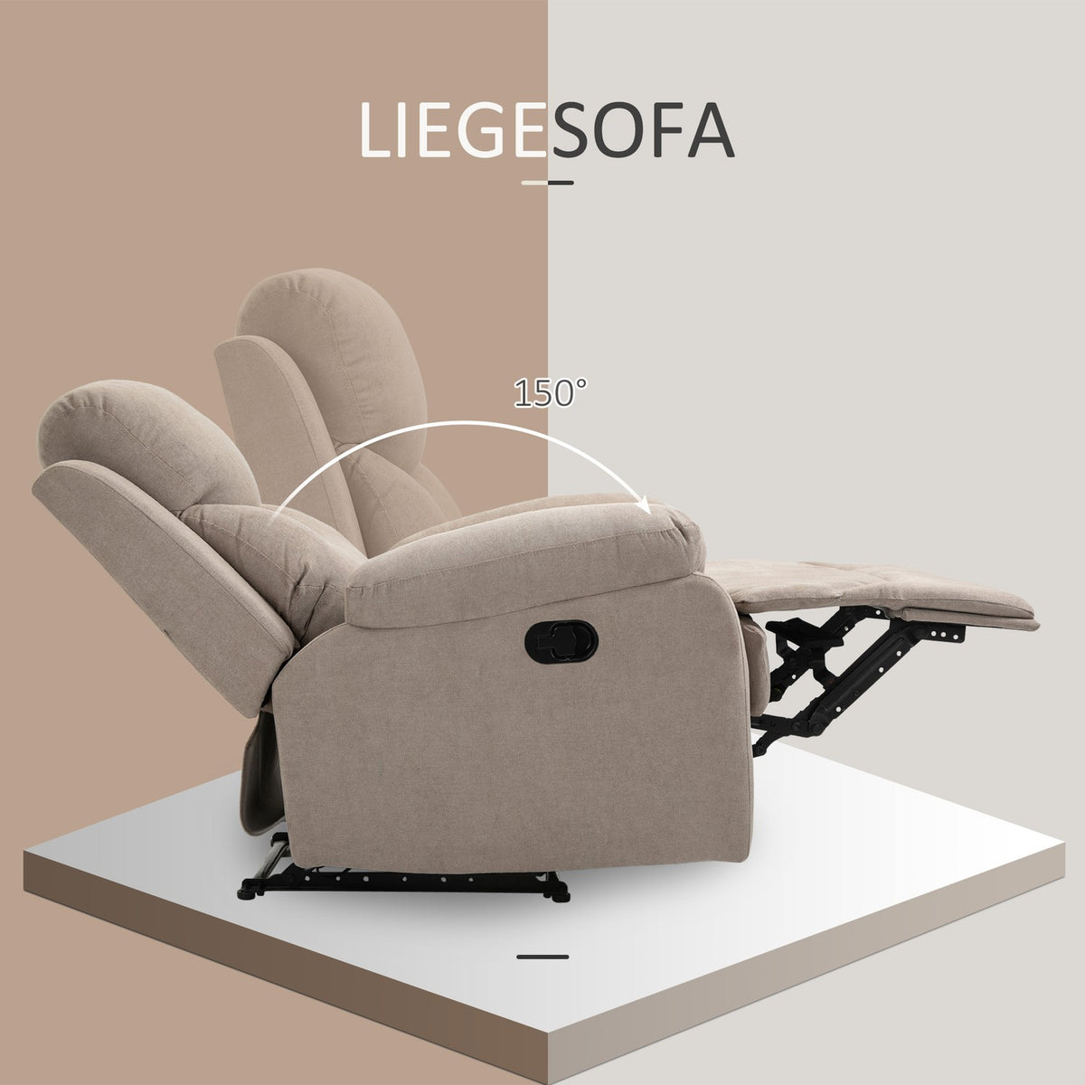 Relaxation chair single sofa lounger with 150° inclination, TV chair in linen look, beige, 97x96x105.5cm