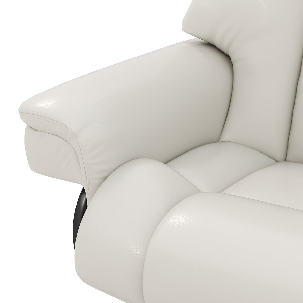 Relaxation chair with footstool, electric TV chair with reclining function, swivel massage chair with remote control, side pocket, for living room, faux leather, cream white