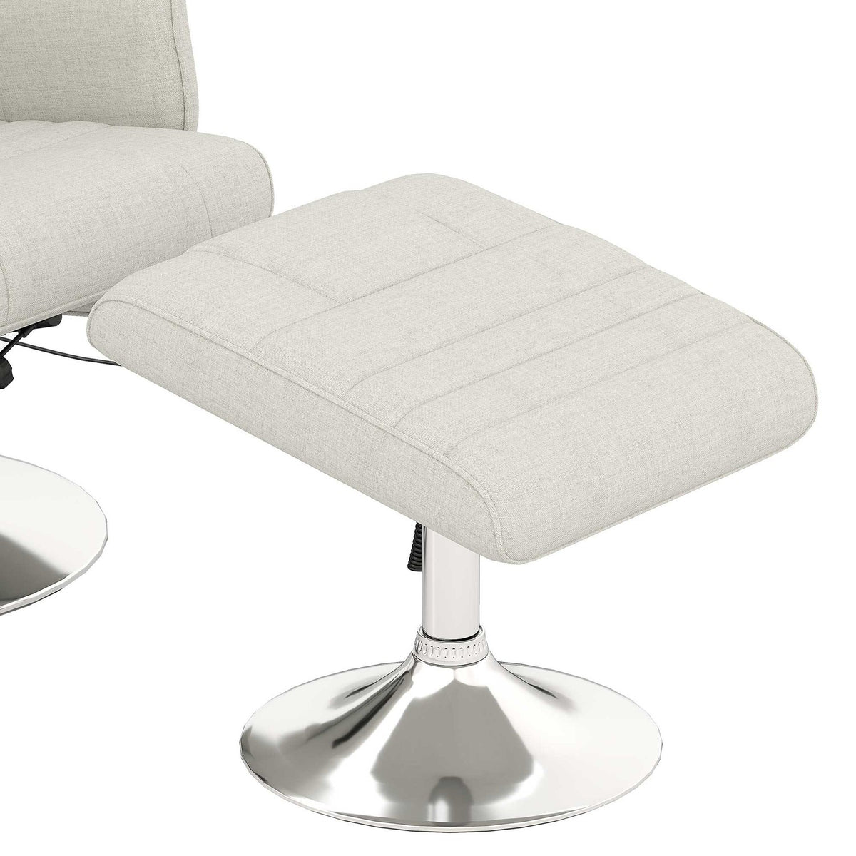 Relaxation chair with footstool, rotating massage chair with reclining function, 8 point vibration massage, electric TV chair with remote control, linen look, steel, cream white