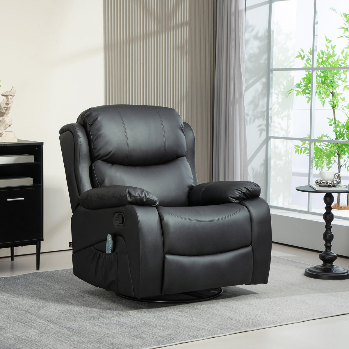 Relaxation chair with massage function, electric TV chair with reclining function, heating function, rotating massage chair with spring system