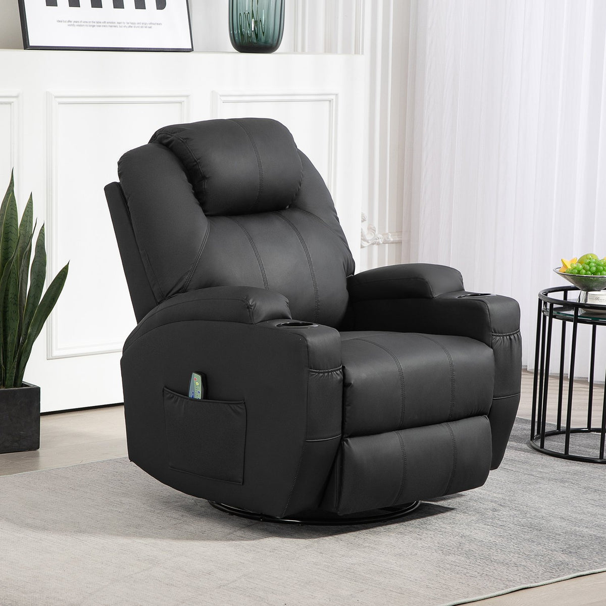 Relaxation chair with massage function, electric TV chair with reclining function, rocking function, rotating massage chair with spring system