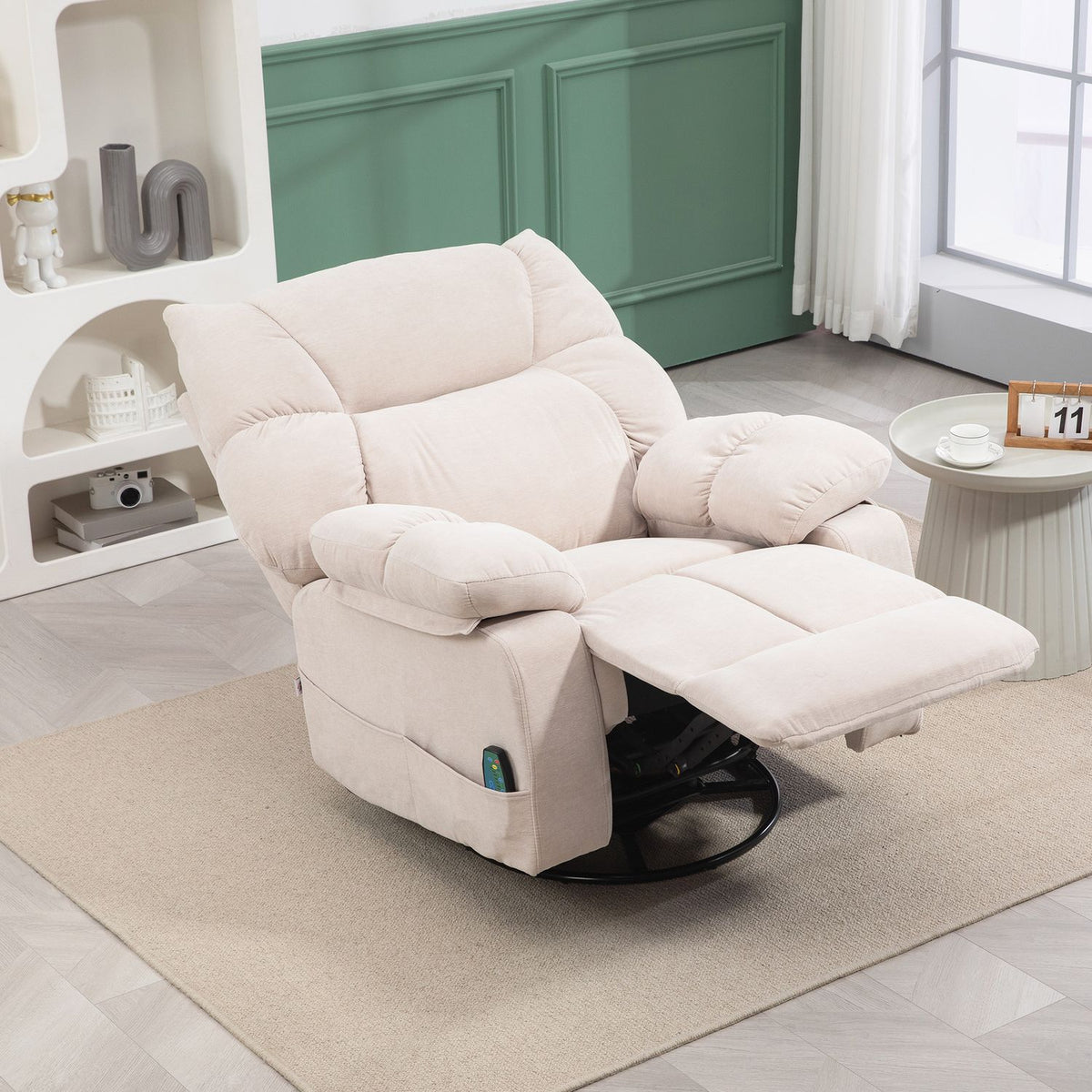 Relaxation chair with massage function, electric TV chair with warming function, reclining function, rotating massage chair with spring system