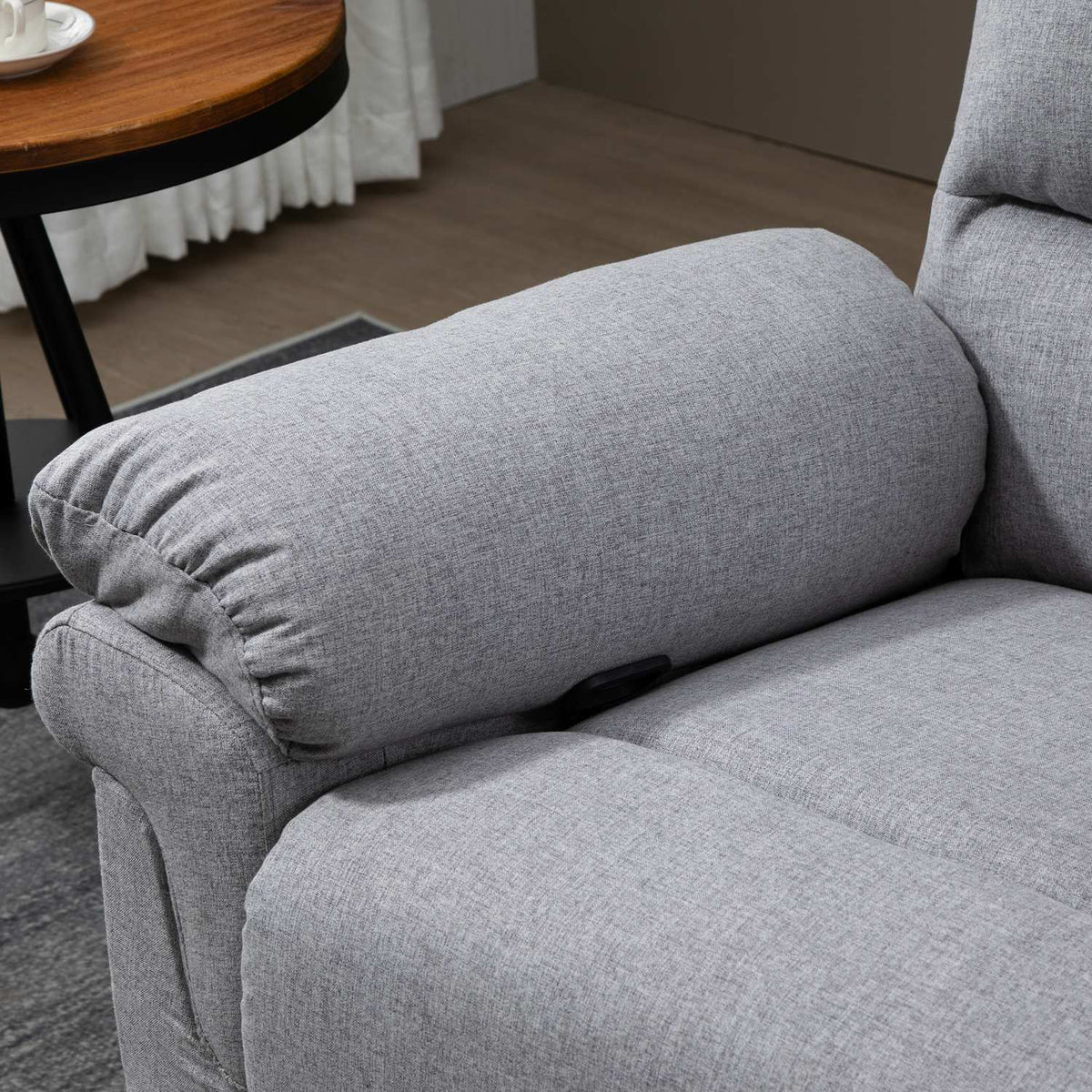 Relaxation chair with reclining function, 165° tilt, folding footrest, linen touch, recliner, TV chair, 91 x 92 x 102 cm, light gray