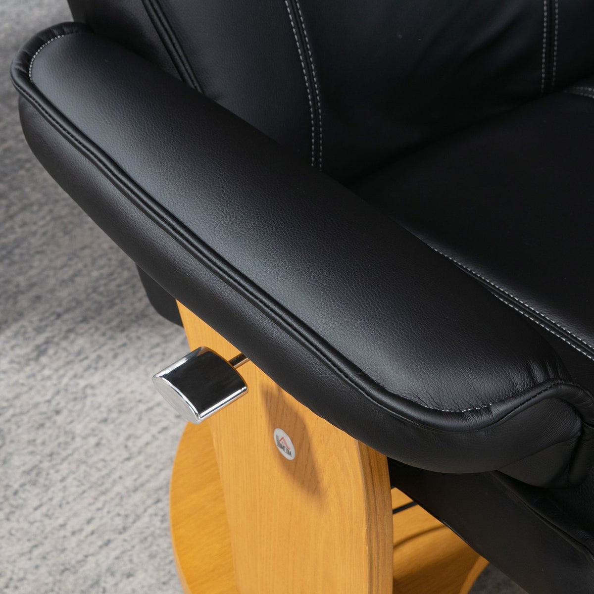 Relaxation chair with reclining function, TV chair, reclining chair with ottoman, rotatable up to 150 kg, faux leather, black