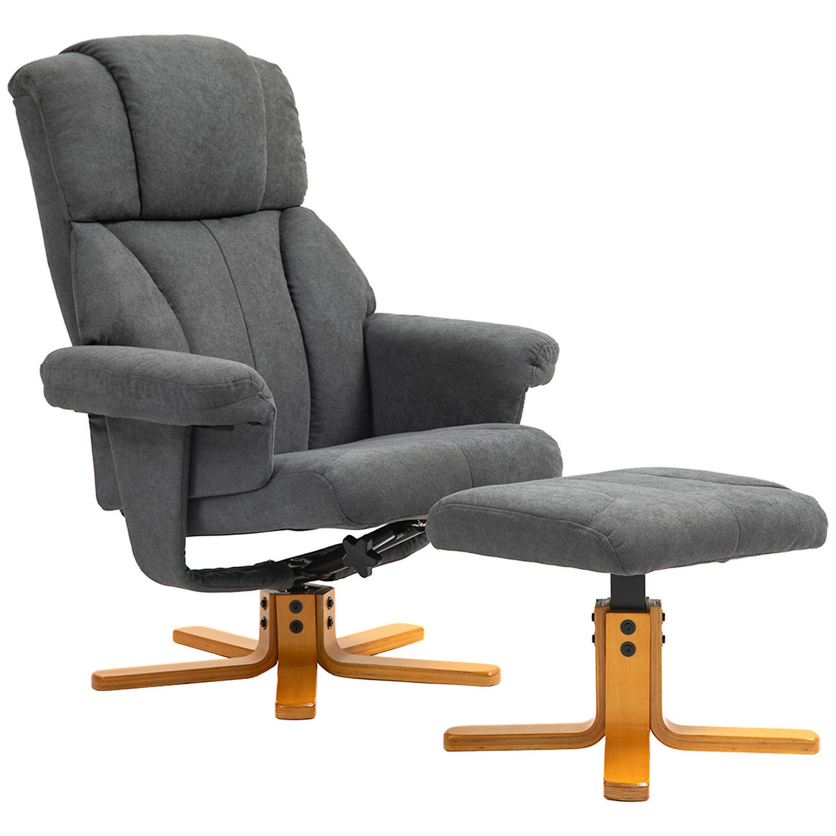 Relaxation chair with reclining function, lounge chair with stool, TV chair with a load capacity of up to 150 kg, for living room, bedroom, 79 x 80 x 104cm, dark gray