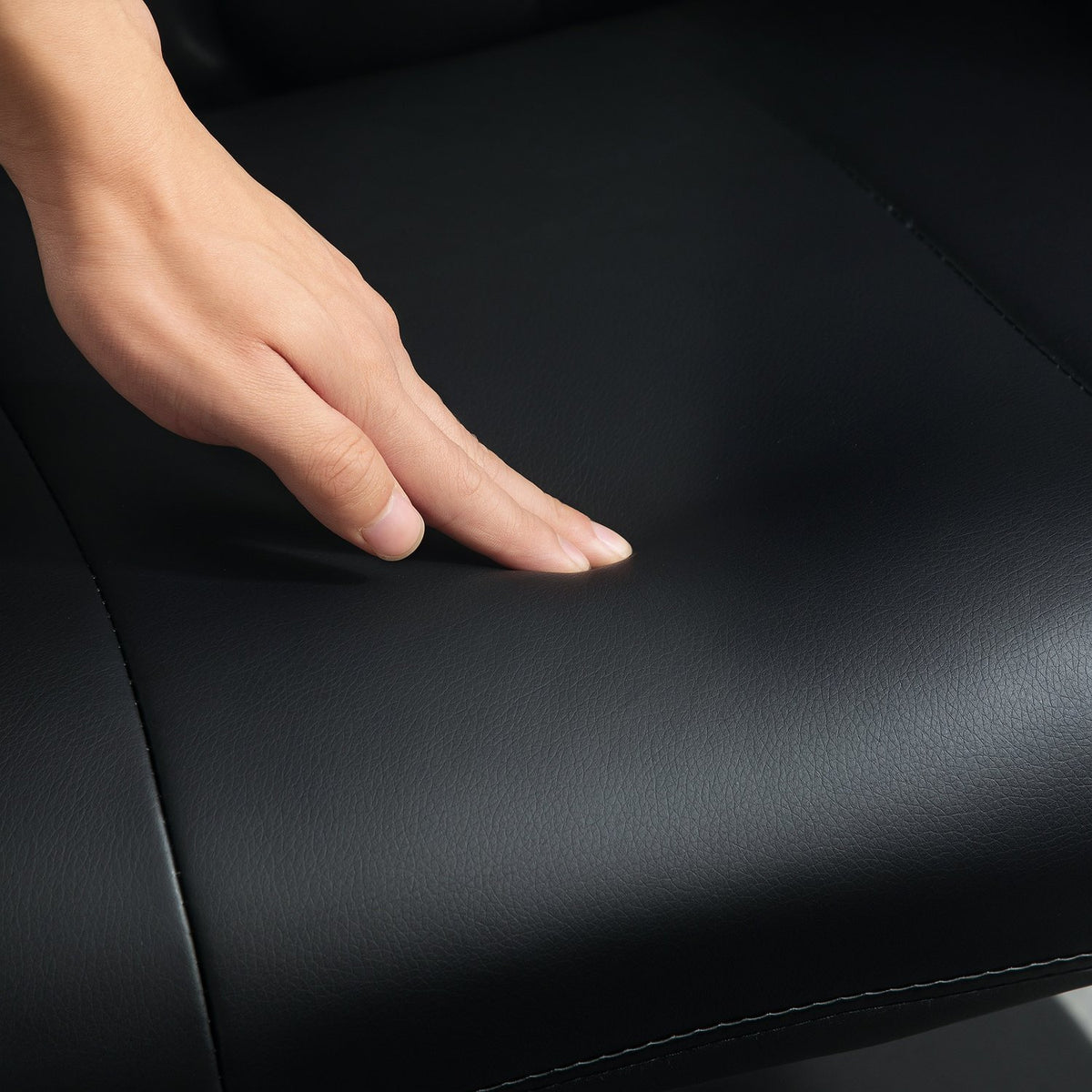 Relaxation chair with stool, 360° rotating TV chair with reclining function, reclining chair with adjustable backrest, TV chair can hold up to 150 kg for living room, faux leather, black