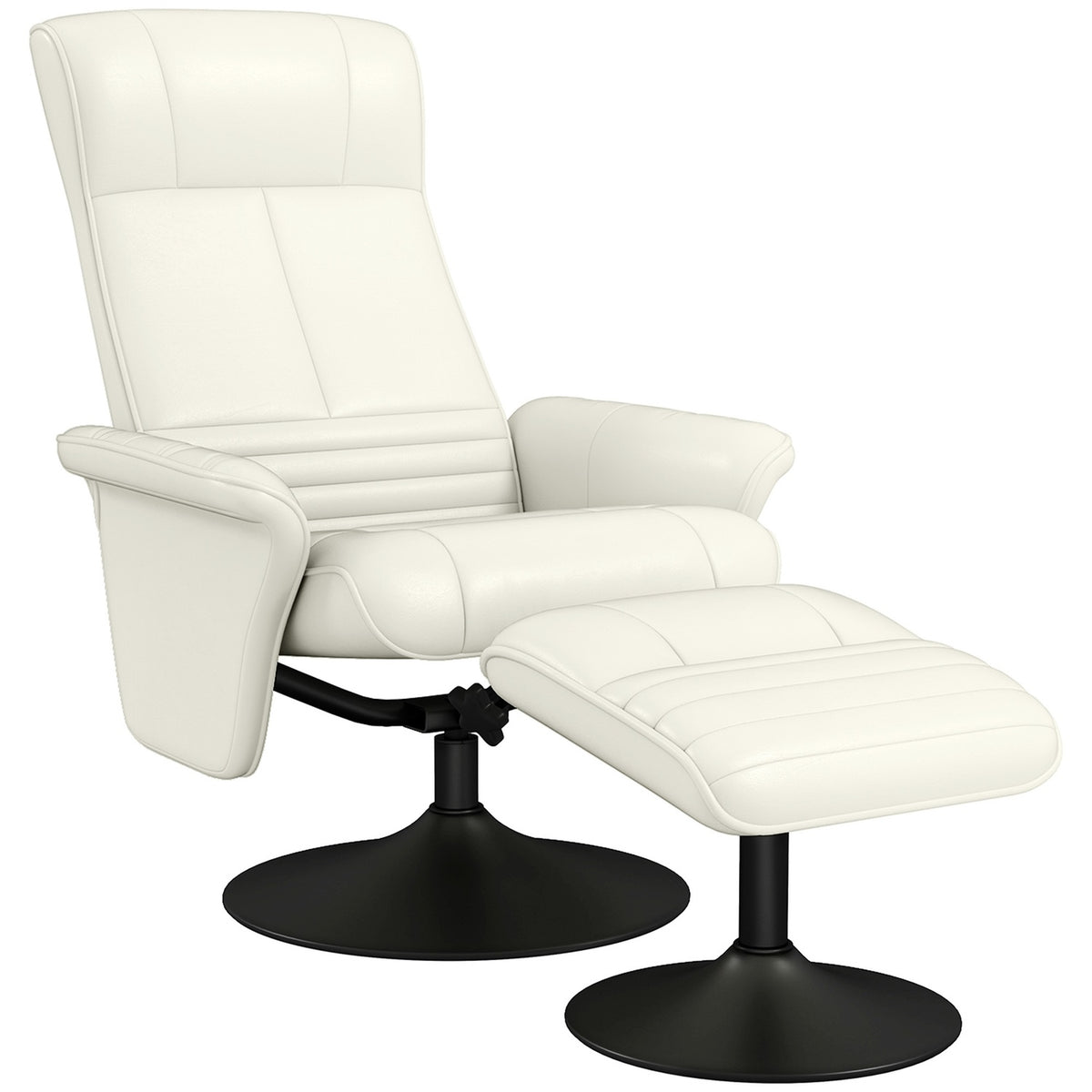 Relaxation chair with stool Rotating TV chair with reclining function, TV chair can hold up to 150 kg, reclining chair for living room, bedroom, microfiber cloth, cream white