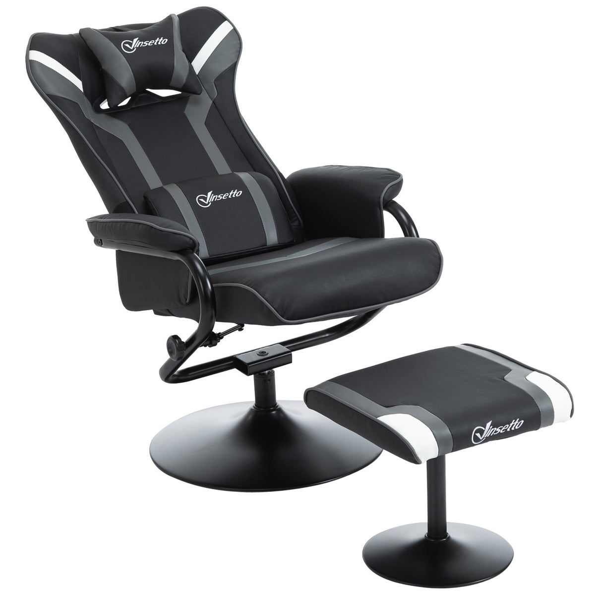 Relaxation chair with stool, TV chair and gaming lounger, 130° tiltable, black-gray, 67 x 82.5 x 103 cm for comfort & relaxation