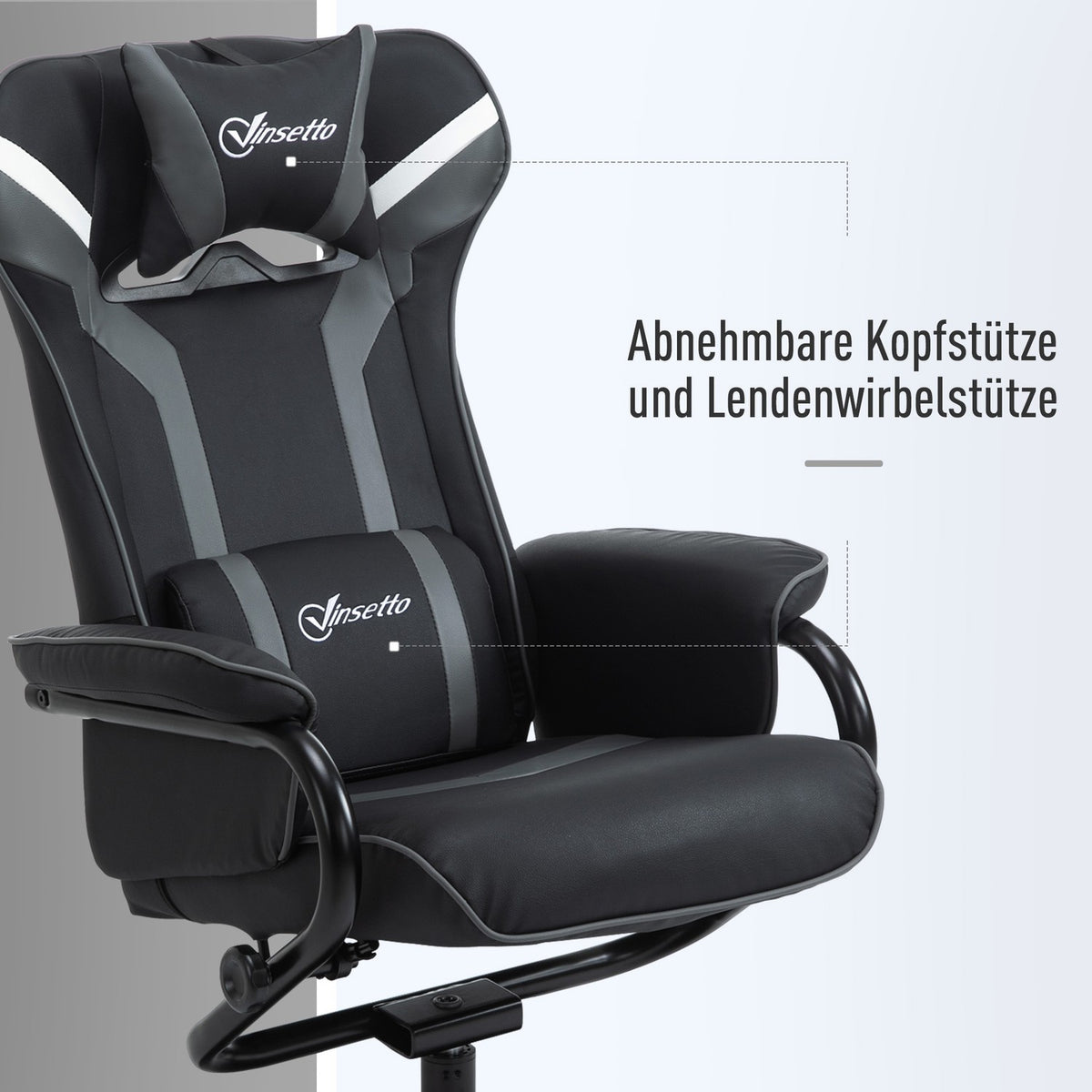 Relaxation chair with stool, TV chair and gaming lounger, 130° tiltable, black-gray, 67 x 82.5 x 103 cm for comfort & relaxation