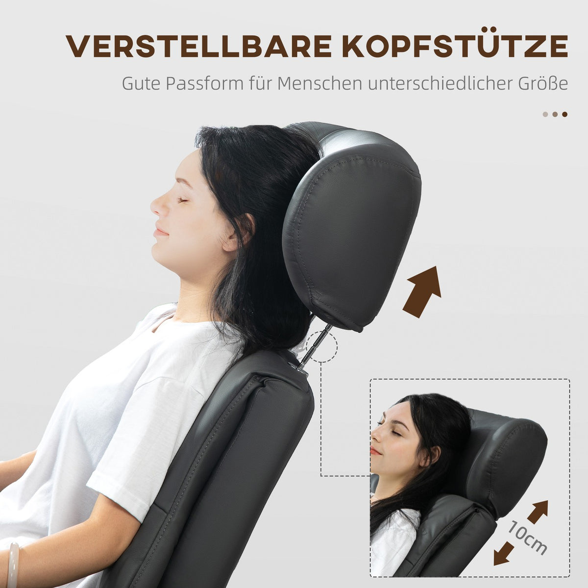 Relaxation chair with stool, TV chair with reclining function, adjustable headrest, swivel TV chair up to 150 kg, for living room, bedroom, faux leather, dark gray
