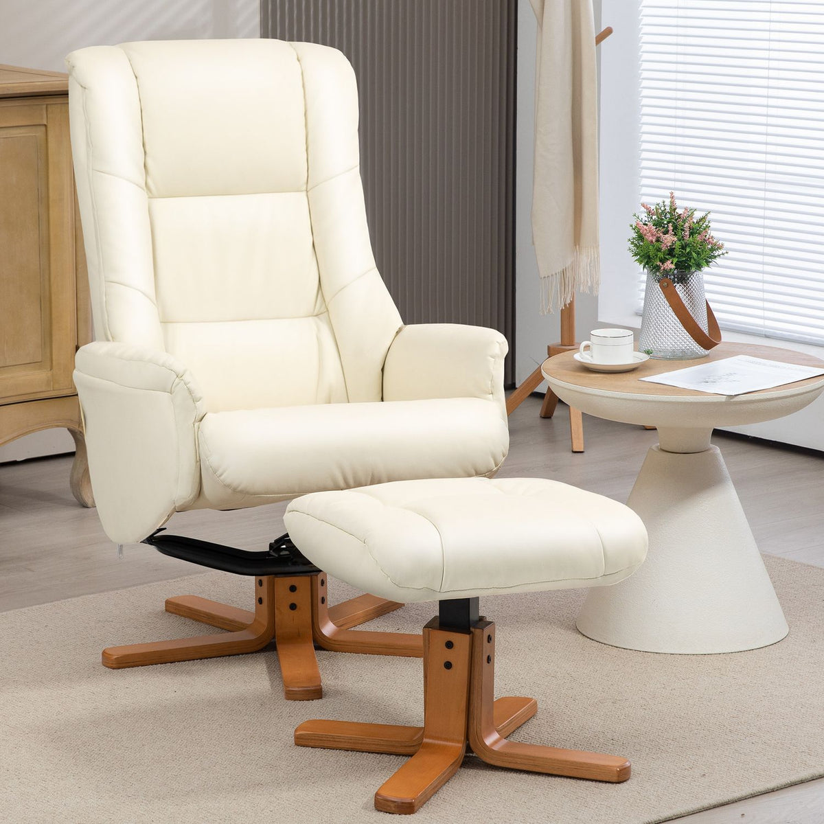 Relaxation chair with stool, TV chair with reclining function, rocker function, TV chair with high backrest, for living room, bedroom