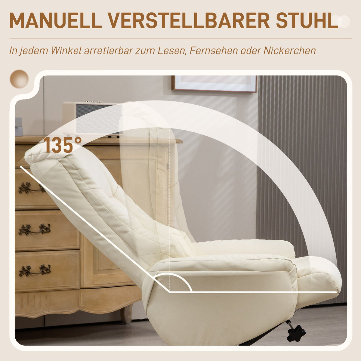 Relaxation chair with stool, TV chair with reclining function, rocker function, TV chair with high backrest, for living room, bedroom