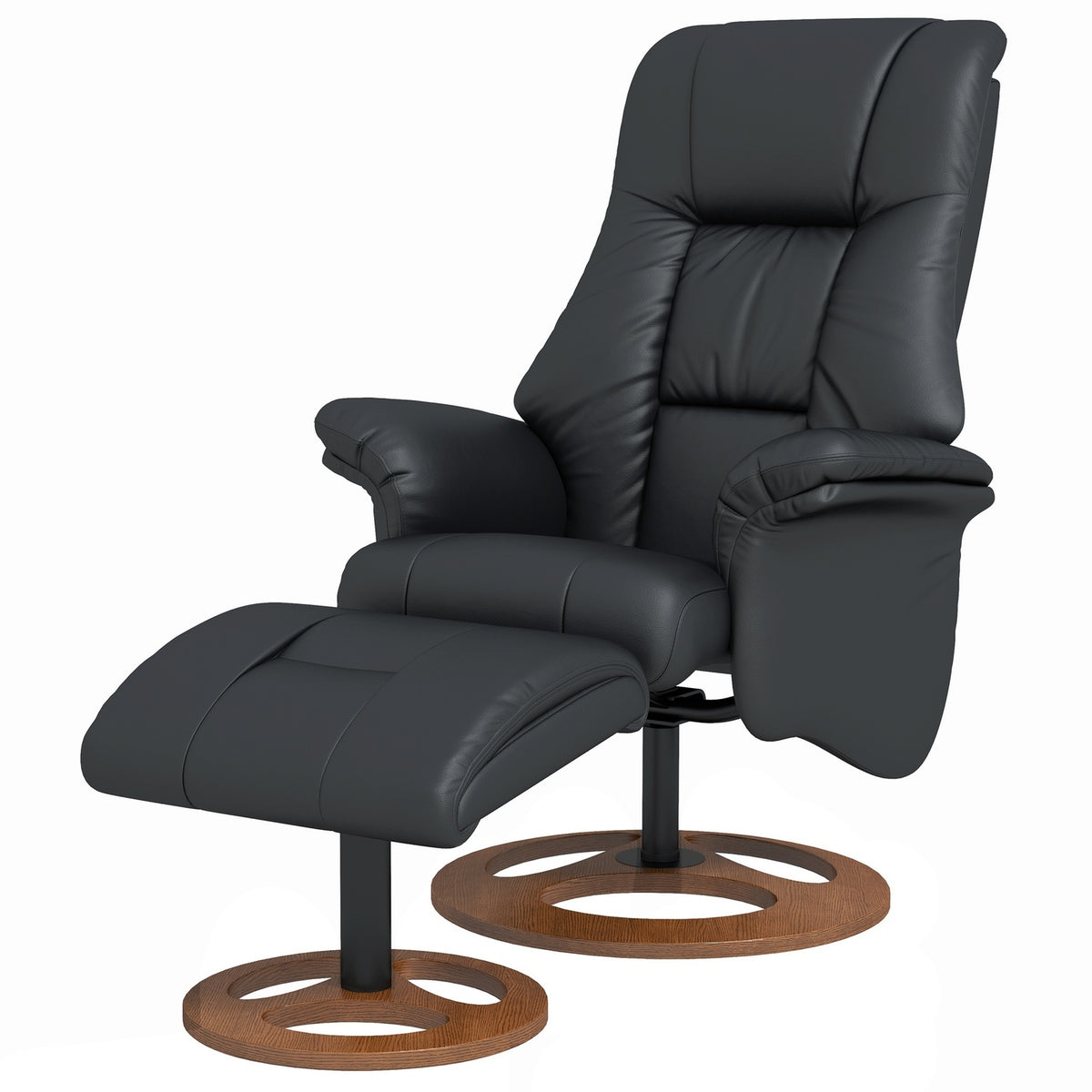 Relaxation chair with stool, electric TV chair with reclining function, 130° tiltable, black faux leather, 77 x 89 x 110 cm
