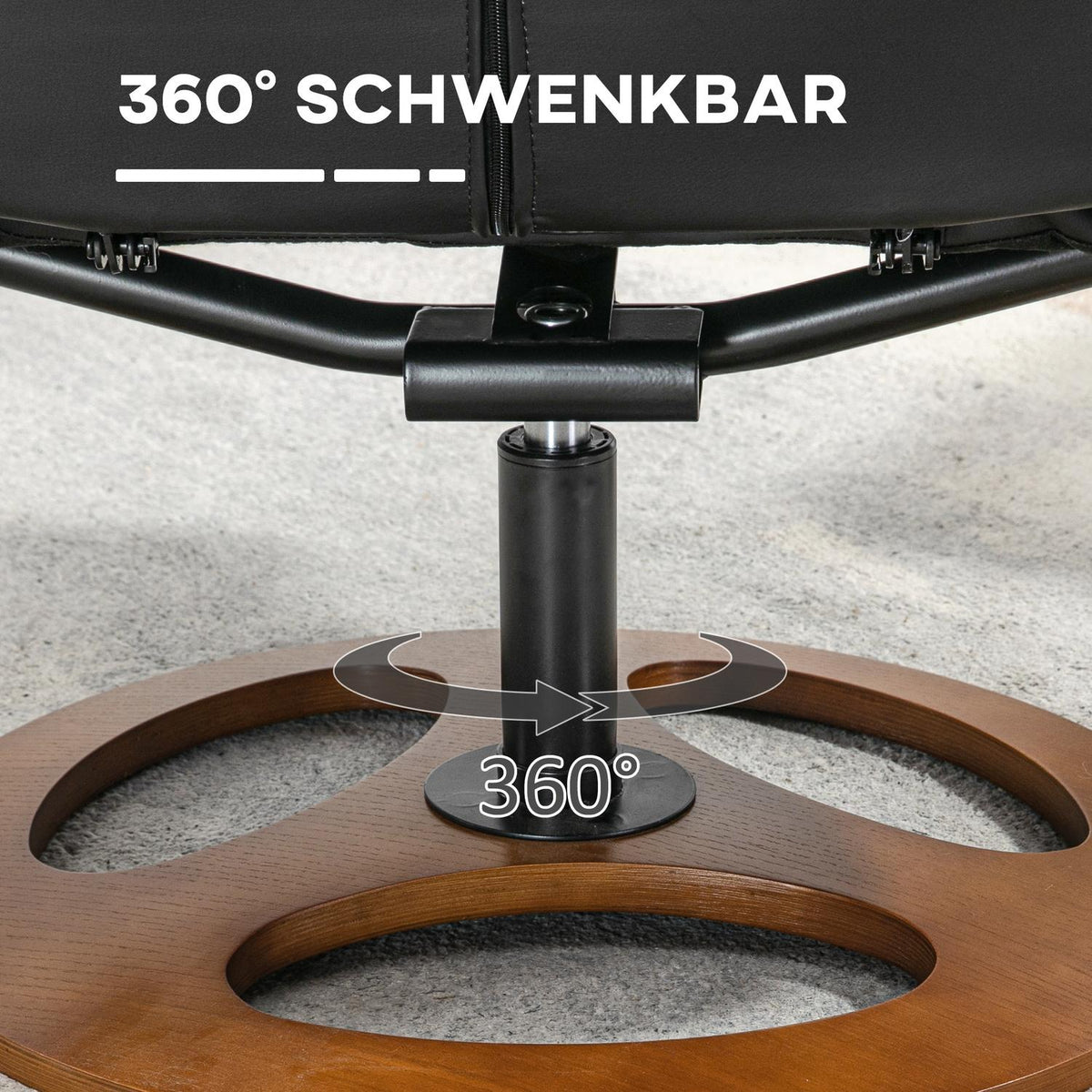 Relaxation chair with stool, electric TV chair with reclining function, 130° tiltable, black faux leather, 77 x 89 x 110 cm