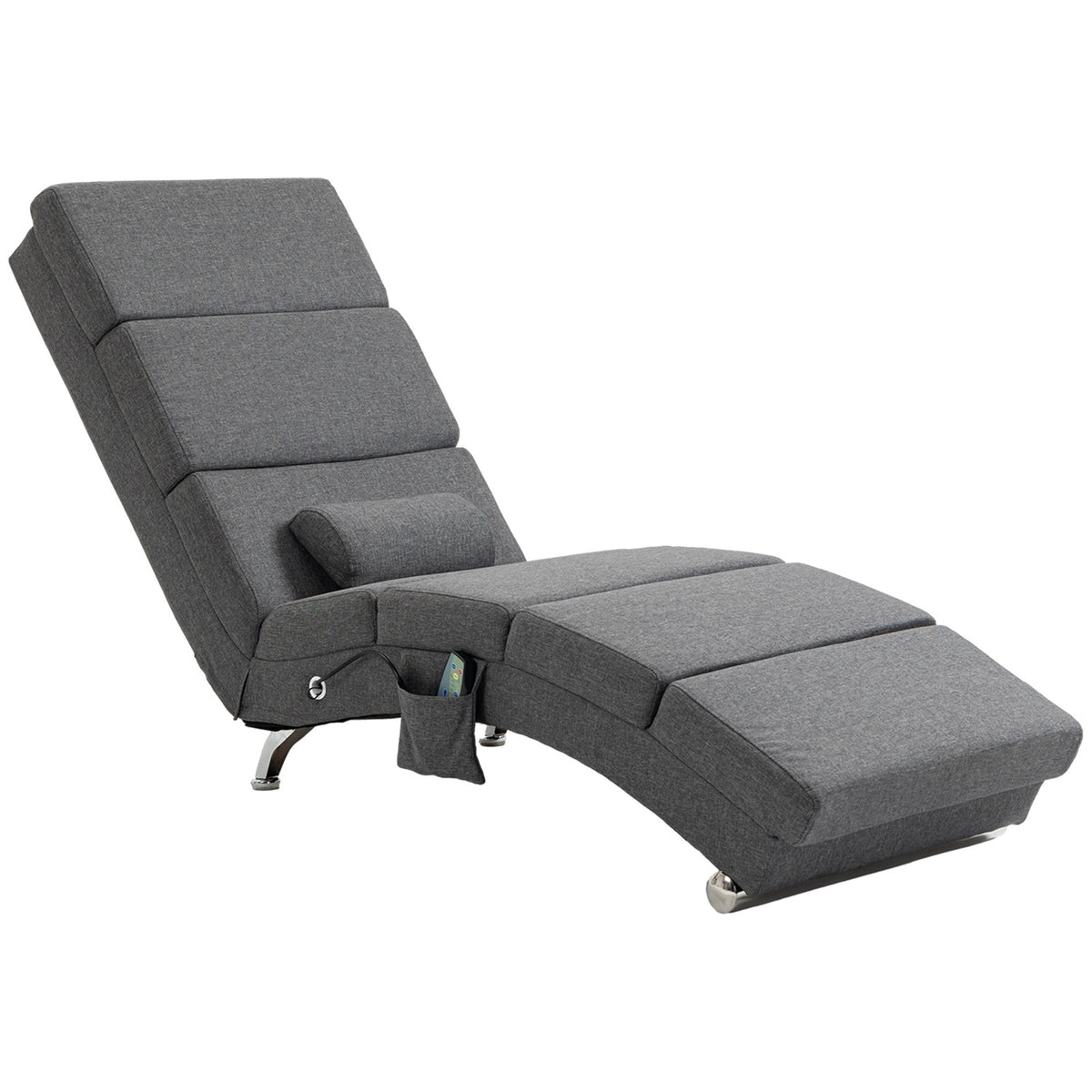 Relaxation lounger with massage function, electric lounge chair, massage chair with high backrest, remote control, folding TV chair with 5 modes, cushion, dark gray