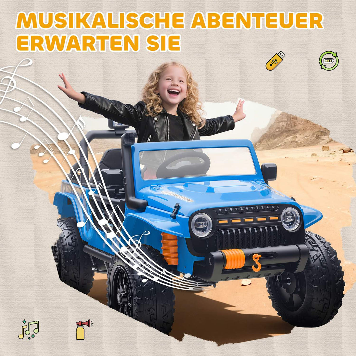 Remote Control Kids Electric Car, 12V Battery, Parent-Child Seat