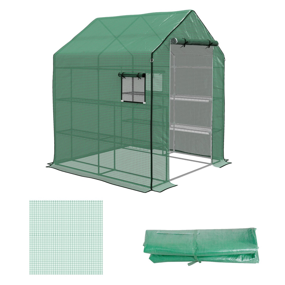 Replacement Film Greenhouse Film With Uv Protection Side Window Rolling Door Replacement Cover Pe Film For Tomato House Green 140 X 143 X 190 Cm