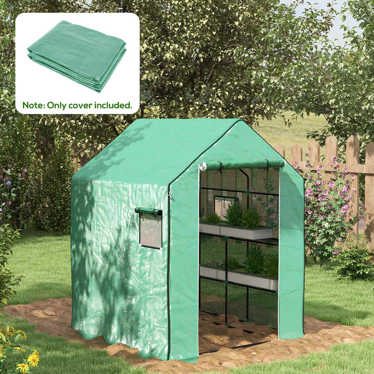 Replacement Film Greenhouse Film With Uv Protection Side Window Rolling Door Replacement Cover Pe Film For Tomato House Green 140 X 143 X 190 Cm