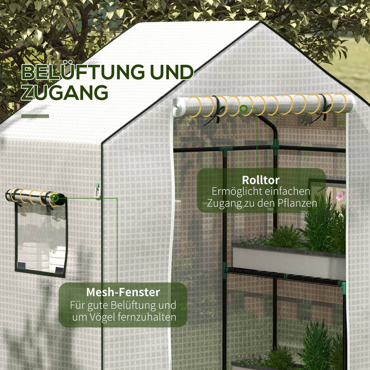 Replacement Film PE Film Replacement Cover with UV Protection, Rolling Door, Side Window, Greenhouse Film for Greenhouse, Tomato House, 140 x 73 x 190 cm, White