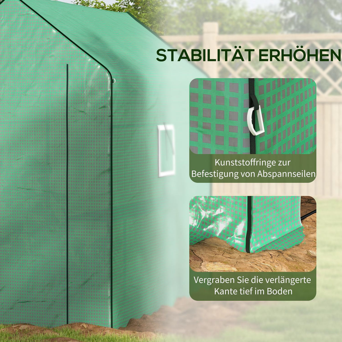 Replacement Greenhouse Film With Uv Protection, Side Window, Replacement Cover With Rolling Door, Pe Film, 140 X 213 X 190 Cm, Green