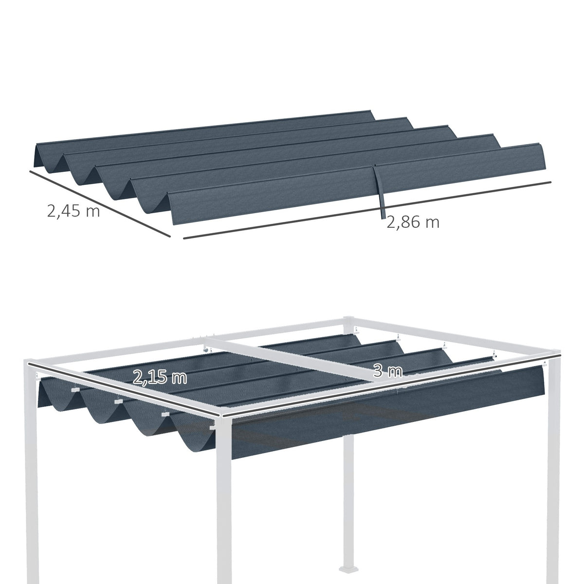 Replacement Pergola Roof Approx. 3 X 2.5M Pergola Shade Cover Pergola Roof With Uv Protection For 3 X 2.15M Dark Gray