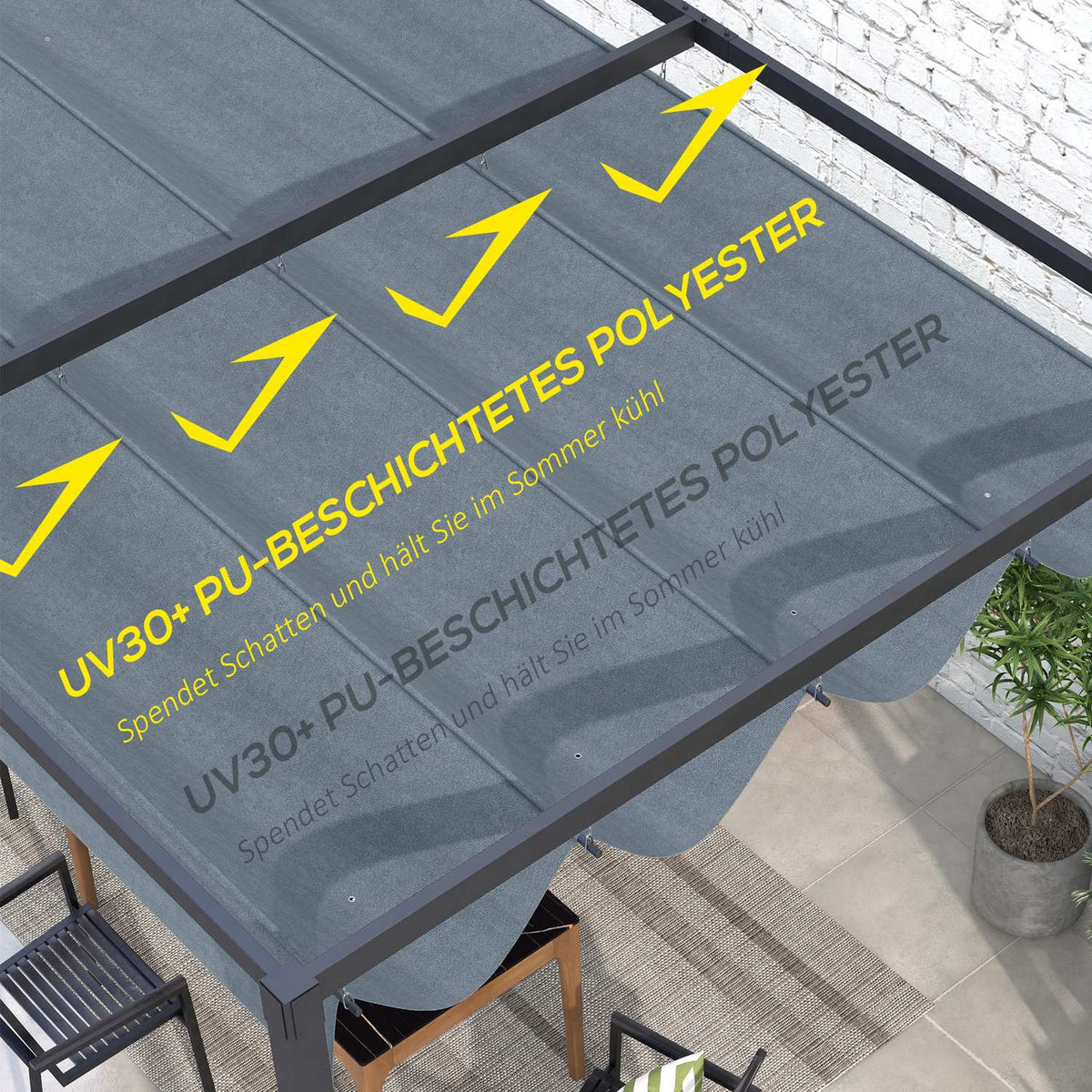 Replacement Pergola Roof Approx. 3 X 2.5M Pergola Shade Cover Pergola Roof With Uv Protection For 3 X 2.15M Dark Gray