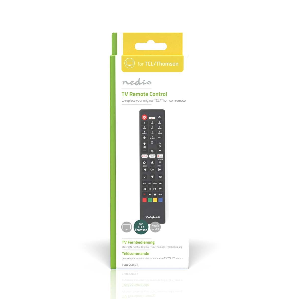 Replacement Remote Control | Fits: TCL/Thomson | Fixed | 1 Unit | Amazon Prime / Netflix Button / Youtube Button | Infrared | Black