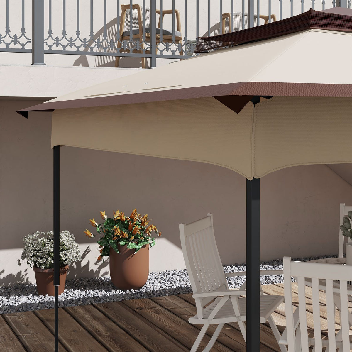 Replacement Roof 3.25 X 3.25 M Gazebo Roof For Metal Gazebo Garden Gazebo Party Tent Garden Tent Polyester Coffee