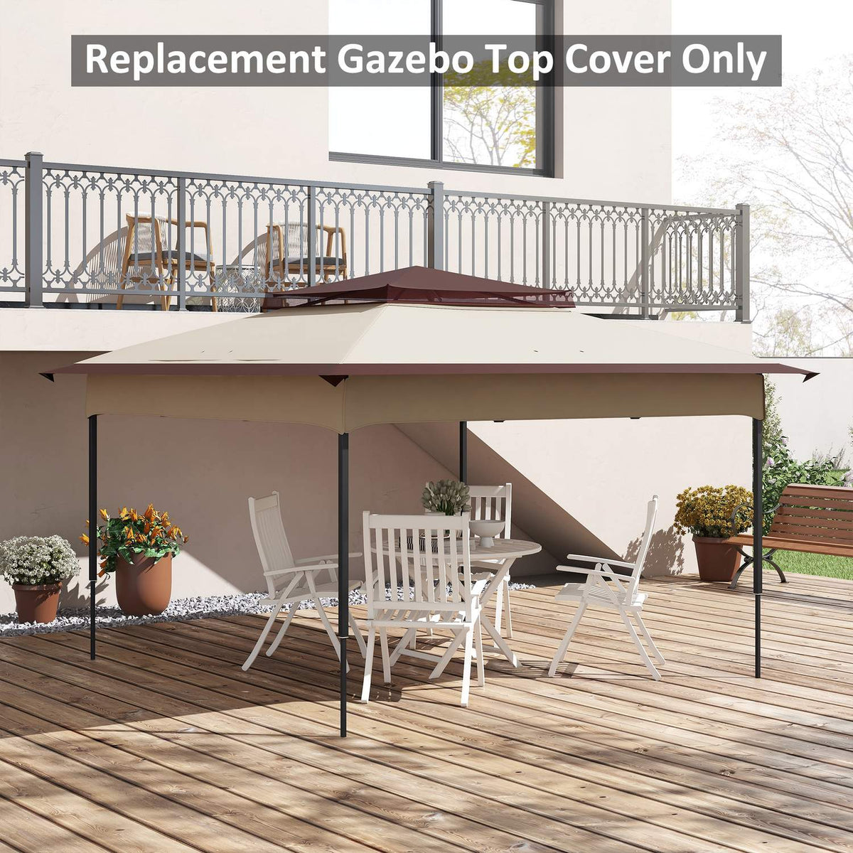 Replacement Roof 3.25 X 3.25 M Gazebo Roof For Metal Gazebo Garden Gazebo Party Tent Garden Tent Polyester Coffee