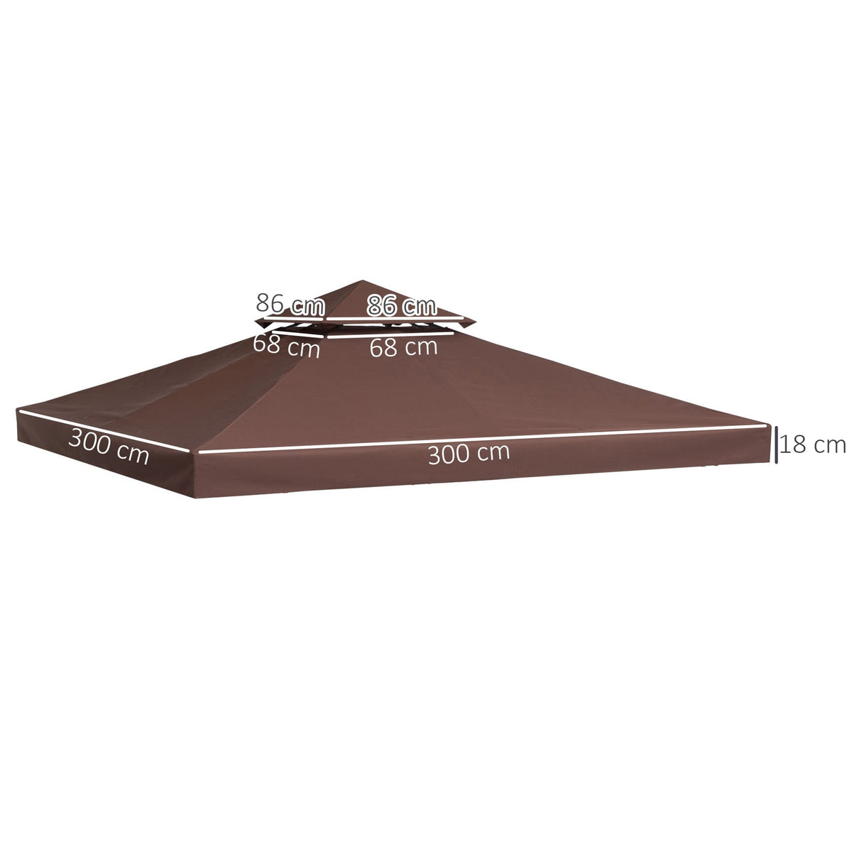 Replacement Roof 3X3M Gazebo Roof For Metal Gazebo, Polyester, Coffee