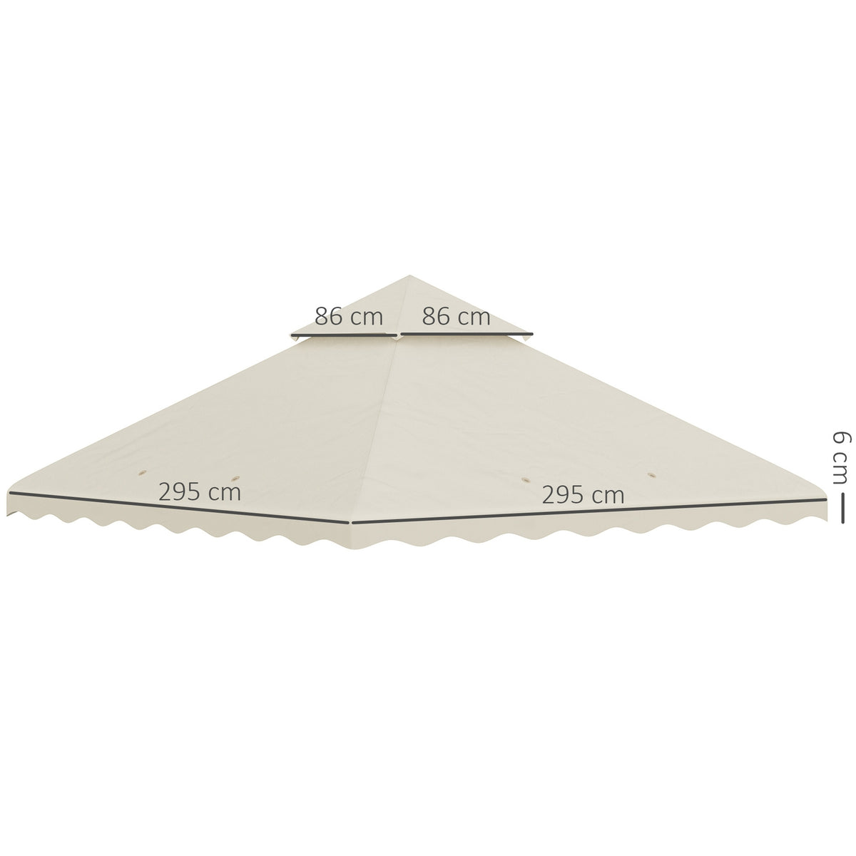 Replacement Roof Approx. 3 X 3 M Pavilion Roof For Garden, Replacement Cover Double Roof For Garden Tent, Garden Pavilion, Cream White