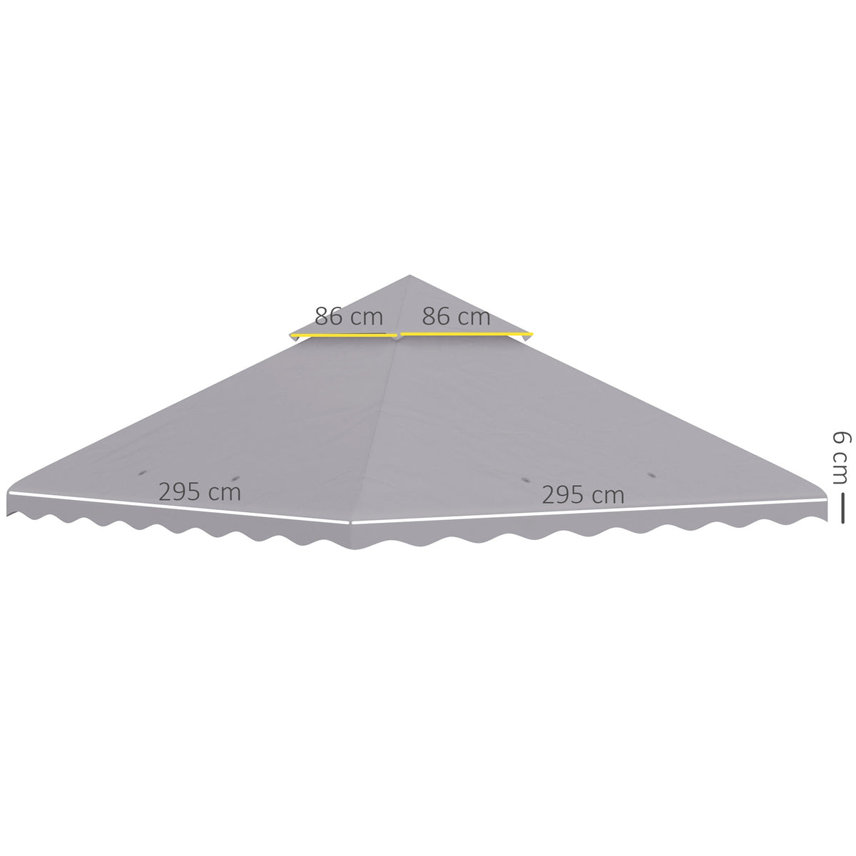 Replacement Roof Approx. 3 X 3 M Pavilion Roof For Garden, Replacement Cover Double Roof For Garden Tent, Garden Pavilion, Light Gray