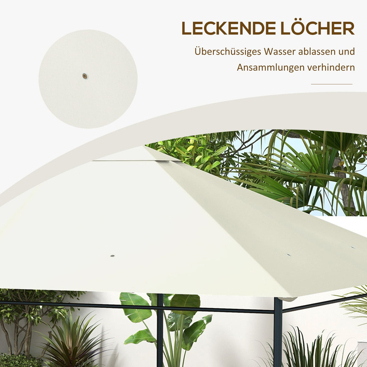 Replacement Roof For Garden Gazebo 3.97X2.97M Uv Protection, Waterproof Gazebo Roof, Cream