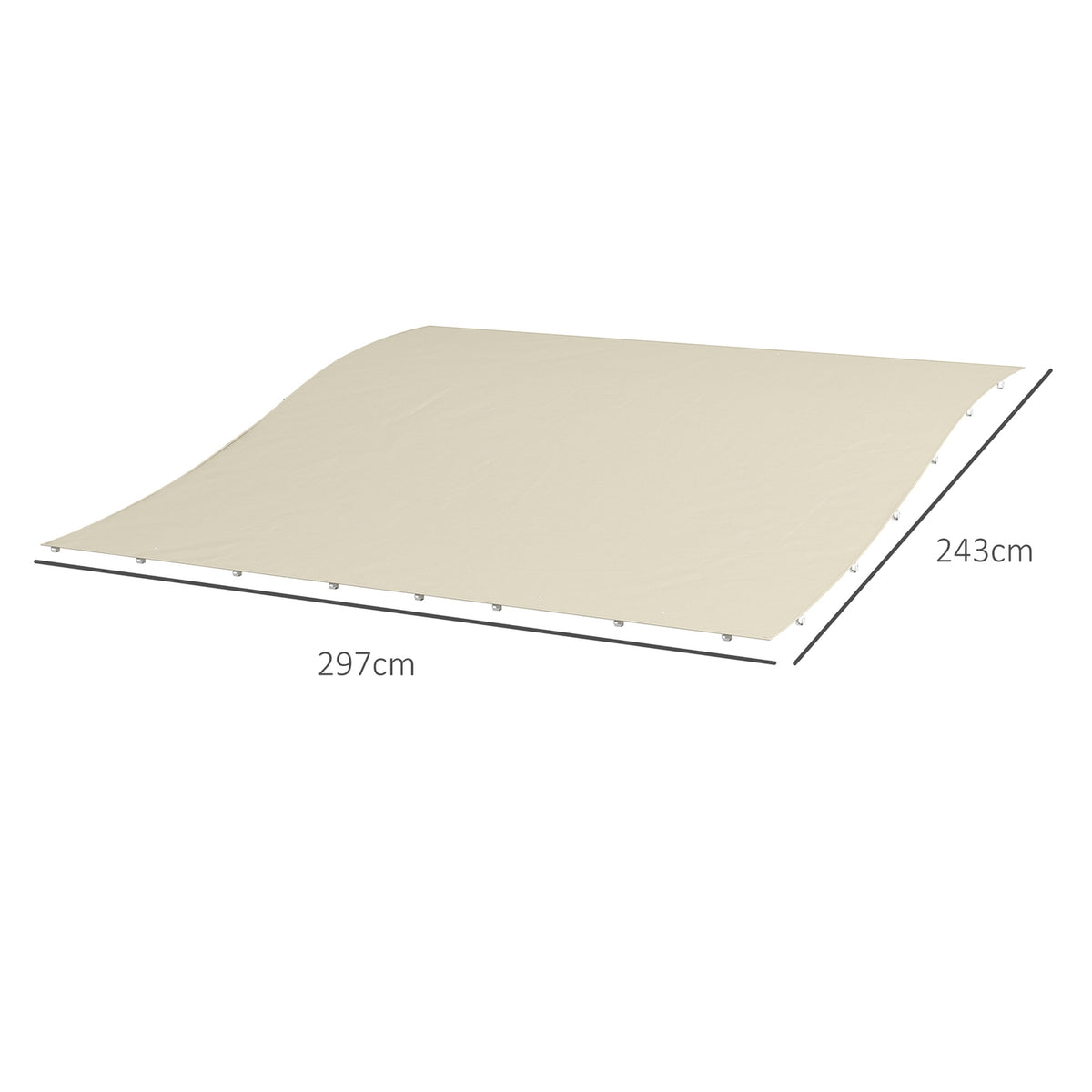 Replacement Roof For Pergola 297X243Cm Awning For Patio Canopy, Uv Protection, For 3X2.5M Gazebo, Beige