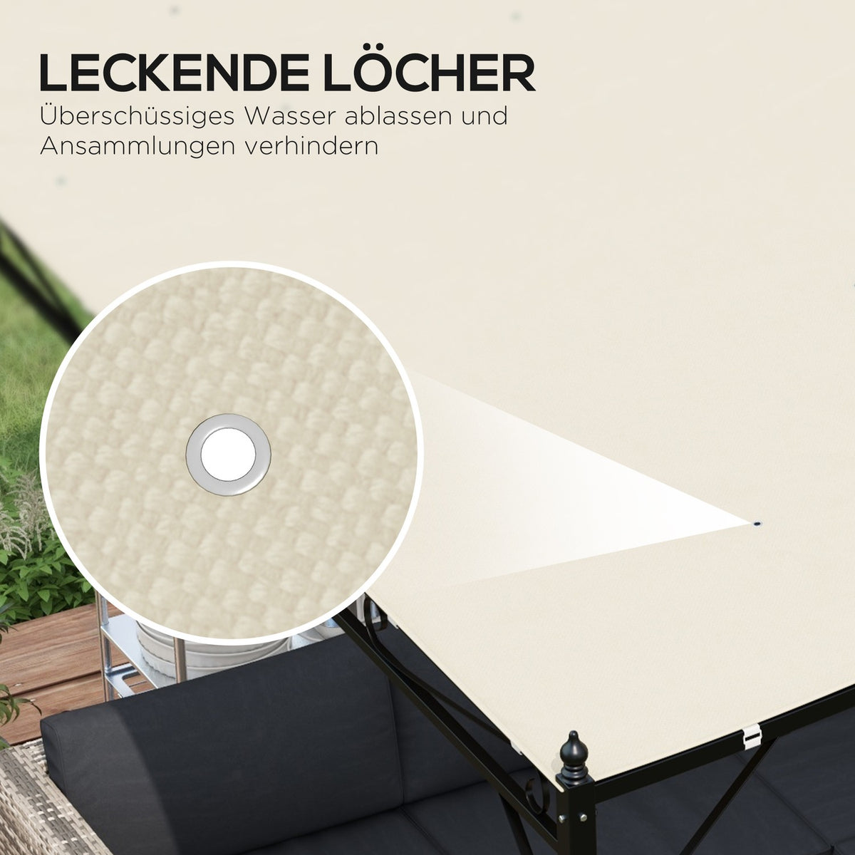 Replacement Roof For Pergola 297X243Cm Awning For Patio Canopy, Uv Protection, For 3X2.5M Gazebo, Beige